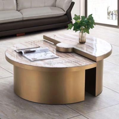 Marble Top Stainless Coffee Table for Home Hotel Club Cafe