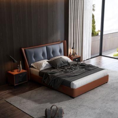 Modern Double Bed Metal Leg Bedroom Bed King Bed Furniture for Home and Hotel Project