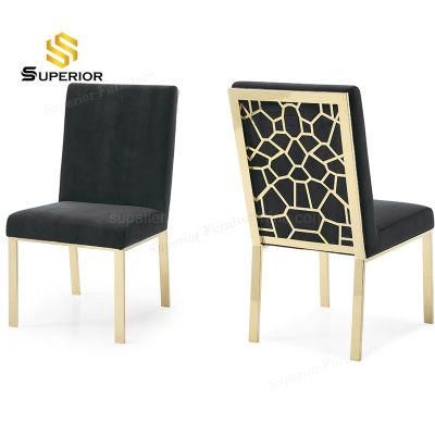 American Luxury Dining Room Metal Gold Velvet Chairs for Sale
