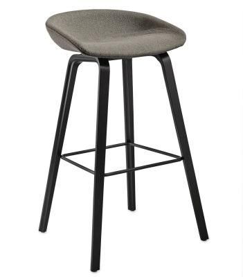 Plastic PP Bar Counter Stool with Solid Wood Base