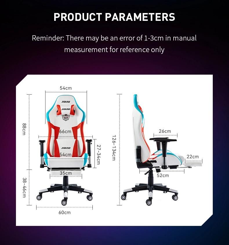 Hot Sale Ergonomic Adjustable Metal Frame PC Racing Computer Reclining Leather Silla Gamer LED Gaming Chair with Footrest