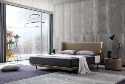 Minalistic Modern Bedroom Furniture Style Apartment/Hotel Platform Leather Bed