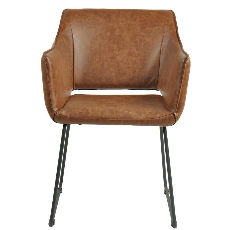 Vintage Design PU Leather Square Back Armchair for Dining Room Kitchen Use Dining Room Chair