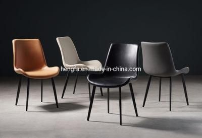 Modern Restaurant Furniture Upholstered Leather Stainless Steel Dining Chairs