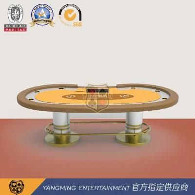 Newly Upgraded Design for 8-10 Persons Oval Texas Hold&prime; Em Table with Cylindrical Metal Feet Ym-Tb04