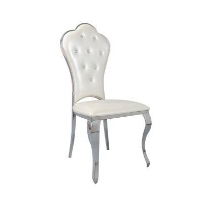 Silver Stainless Steel Dining Chair Simple Hotel Household Personalized Leather Chair