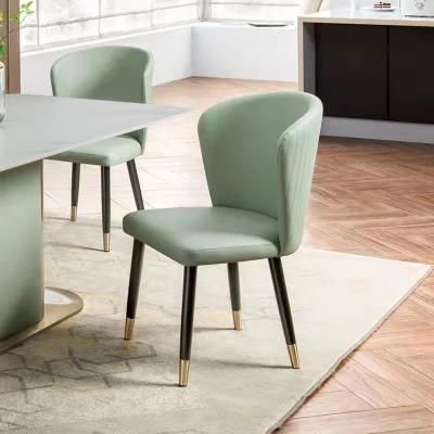 Luxury Design Restaurant Blue Leather Metal Leg Dining Chair Modern Fabric Dining Chairs