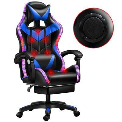 CE Approval Custom China Black Blue Wooden Frame LED PU Leather Office Adult Ergonomic RGB Racing Computer PC Gamer Gaming Chair for Sale