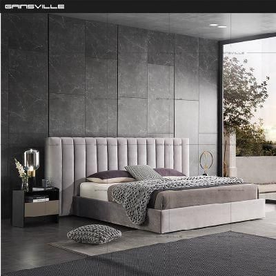 Luxury Upholstered Leather/Fabric Home Bedroom Furniture Style Storage King Beds Set Vertical Tufted Double Bed for Villa