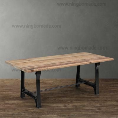 Antique Vintage Industrial Furniture Natural Reclaimed Fir Wood Top and Antique Iron Conterminous Dining Table