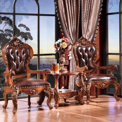 Home Furniture Classic Wood Leisure Table with Leather Chairs in Optional Furniture Color