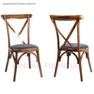 Wood-Like Metal Stackable Cross X Back Chair