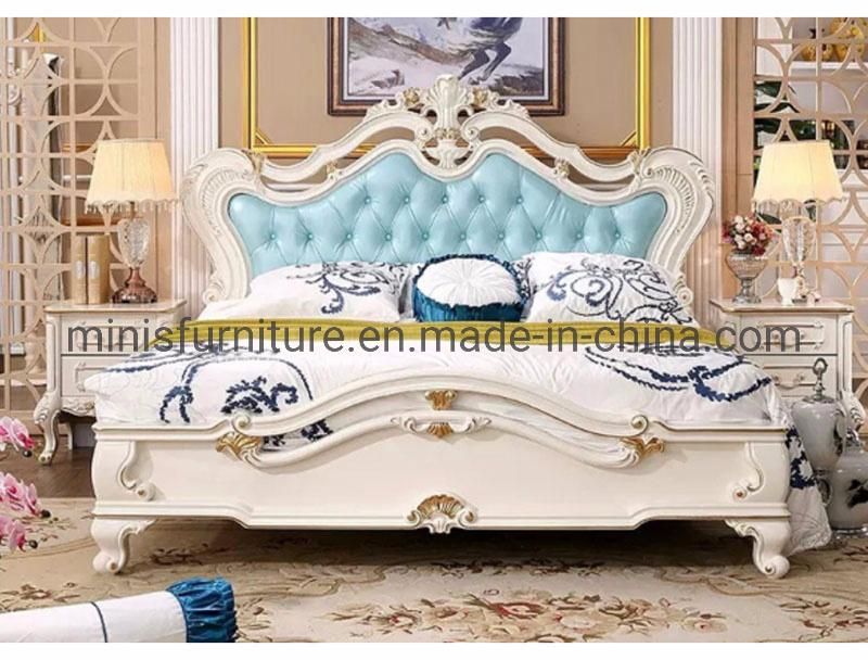(MN-HB08) Luxurious Bedroom Furniture King Size Leather Bed Set with Solid Wood Frame and Mattress