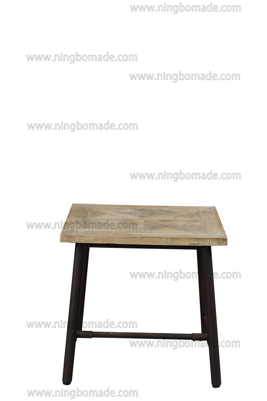 Nordic Modern Metal Furniture Natural Reclaimed Elm and Black Iron Square Corner Coffee Table