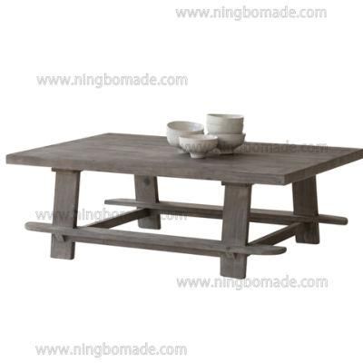 Classic Chic Eco-Friendly Paint Furniture Washed Light Natural Reclaimed Elm and Reclaimed Pine Wood Coffee Table