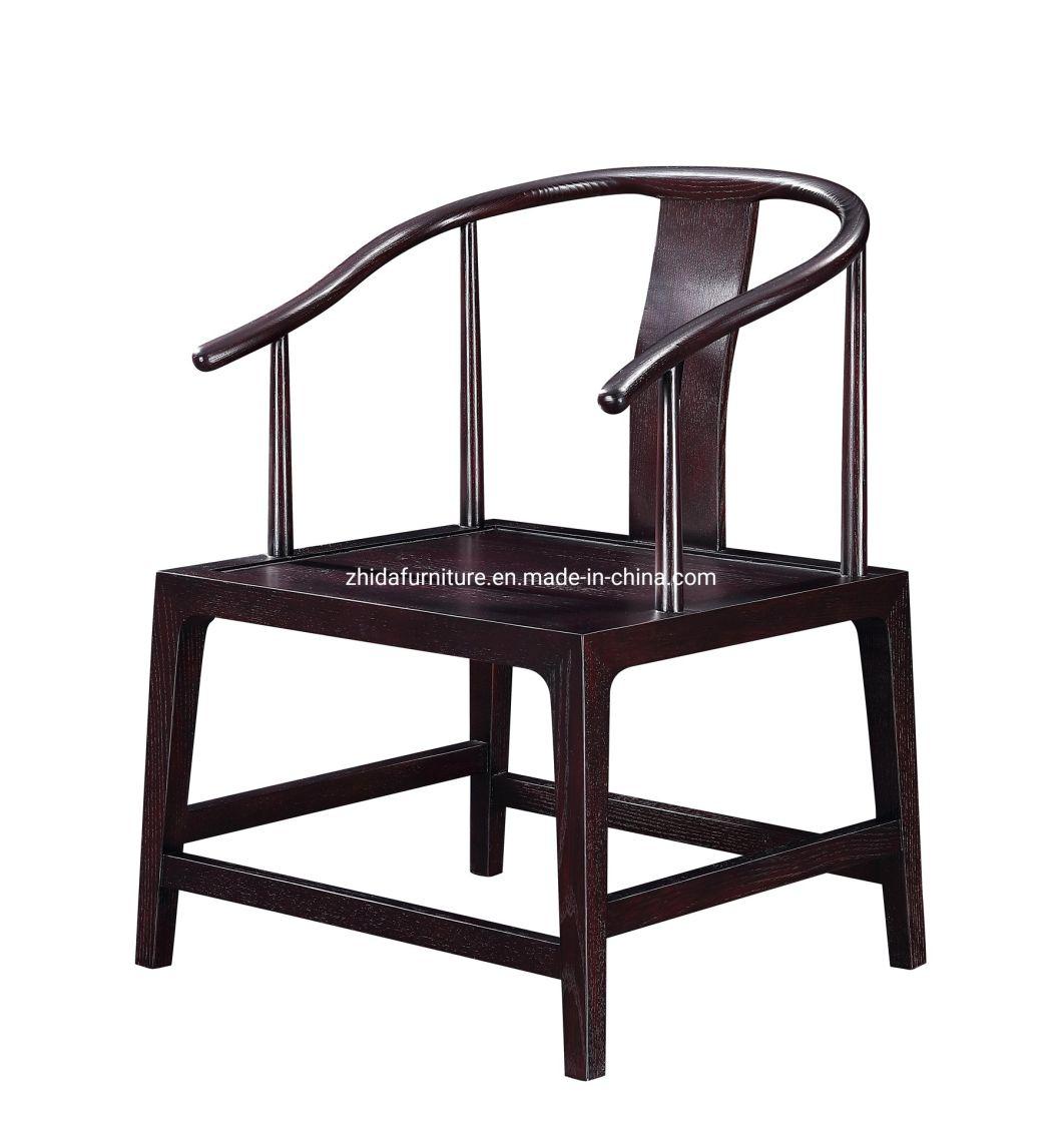 Chinese Furniture Solid Wood Wooden Armrest Dining Chair for Reception Hotel Lobby