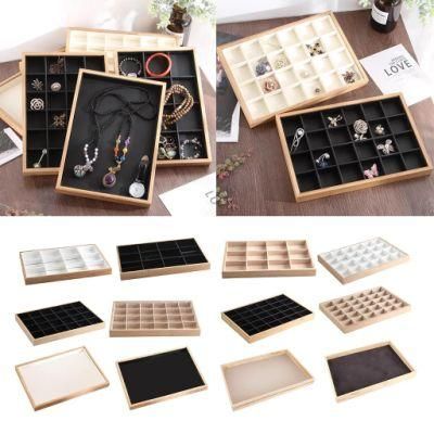 Wood Stackable Jewelry Display Ring Display Trays Caseholder Necklace Earrings Bangle Bracelet Storage Showcase