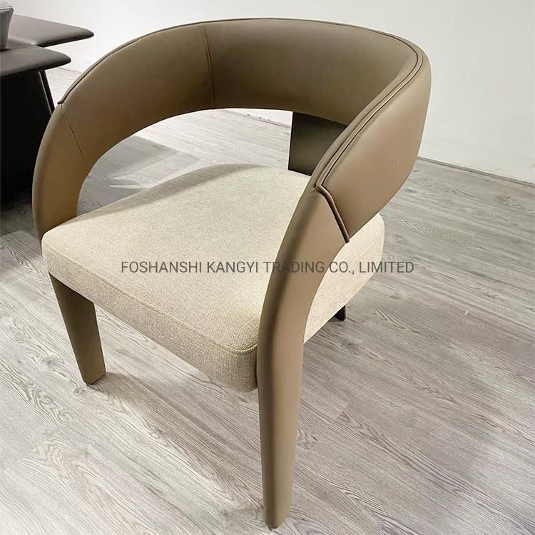 Living Room Fabric Chair Modern Leather Frame Fabric Top Chairs with Stainless Steel Leg and Wood Legs Hotel Chair Furniture
