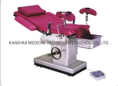 Rose Red Color Foaming Mattress PU Leather Medical Equipment Obstetric Table with Hand Grab