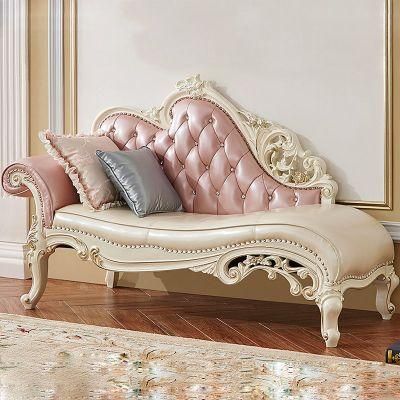 Wood Carved Classic Chaise Lounge Sofa in Optional Furniture Color