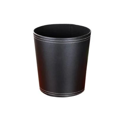 Hotel Room Supplies Black Luxury Leather Waste Bin Wholesale Price