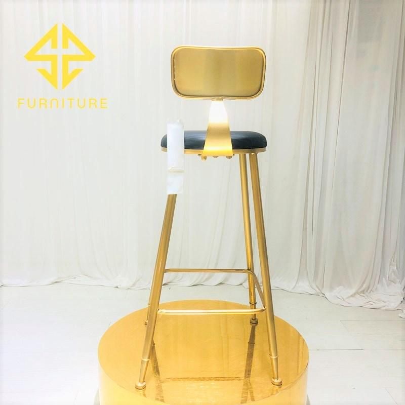 Loyal Golden Stainless Steel High Bar Stool Fwith PU Leather