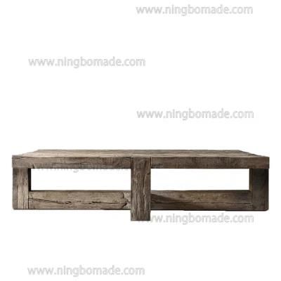 Rough-Hewn Planks Furniture Rustic Nature Reclaimed Oak Square Coffee Table