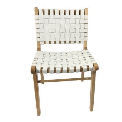 Vinatage White Recycled Leather Leisure Dining Chair for Restaurant Use
