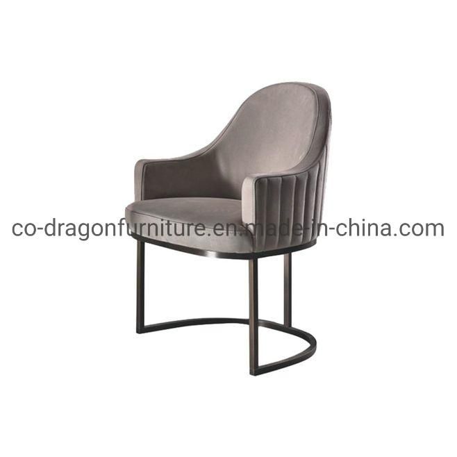 Modern Steel Leg Leather Dining Sofa Chair for Dining Furniture