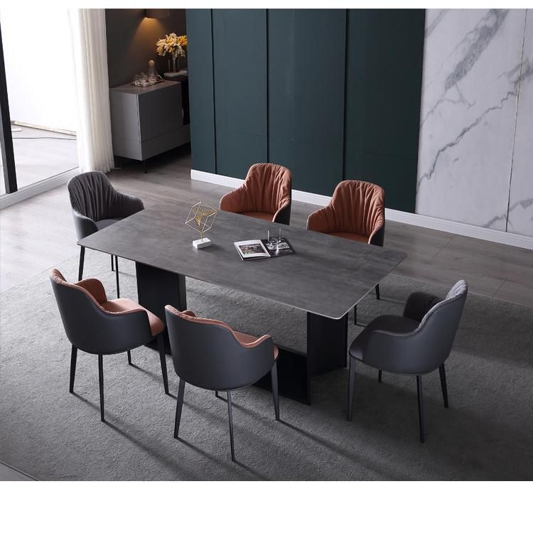 Modern Metal Home Furniture Set Base Steel Leather Dining Chairs