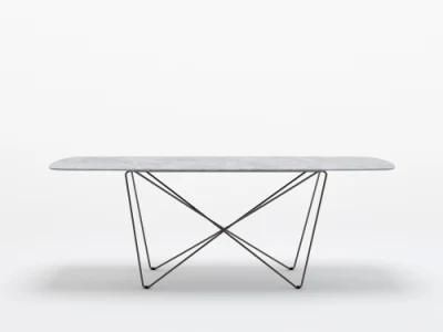 Modern Simple Luxury Steel Base Rectangle Dining Table Square Restaurant Furniture