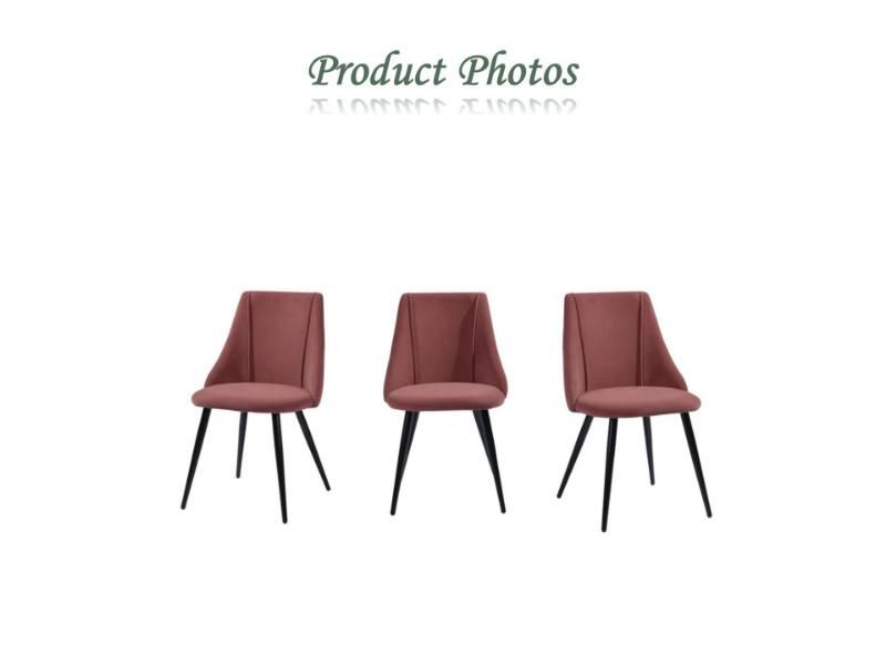 Modern Home Coffee Shop Office Furniture Upholstered Metal Leg Velvet PU Leather Dining Chairs