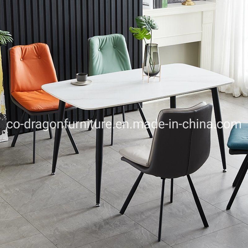 China Wholesale Dining Furniture Steel Legs Dining Chair with Leather