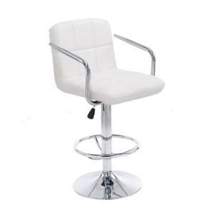 PU Leather Swivel Bar Stool with Stable Base Fashion 360 Turn Around Dental Stool for Office Chair White