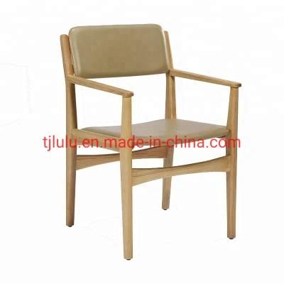 Modern Design Solid Wood Dining Chair Commercial Restaurant Cafe Upholstered PU Leather Wooden Chair