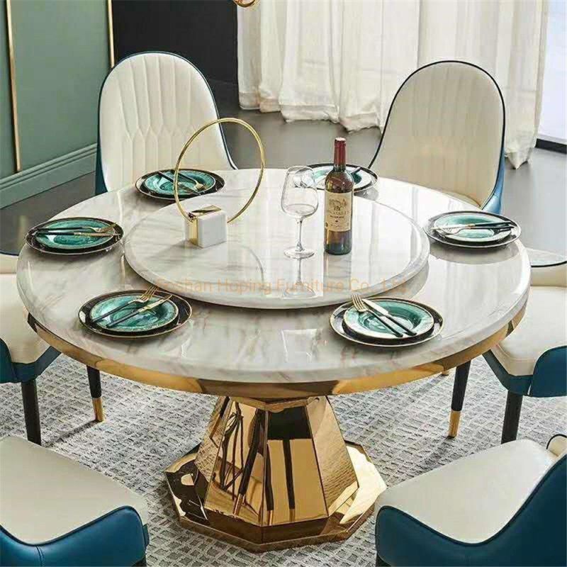 Banquet Hall Event Dinner Chair Furniture Marble Glass Top Wedding Table Decor Hotel Restaurant and Coffee Shop Round Dining Table