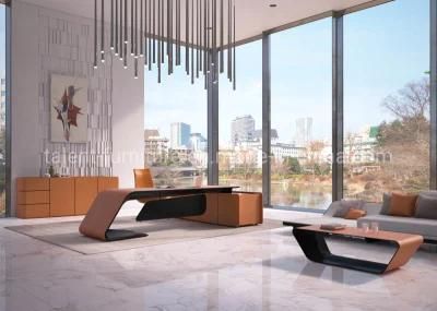 High Quality Desks Executive Office Furniture Bugatti Curved Geometrical Shape Desks Leather Desk (BJD-2822S)