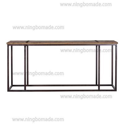 Nordic Combined Style of Iron and Wood Weather Recycled Elm Rustic Metal Tea Table Side Coffee Table