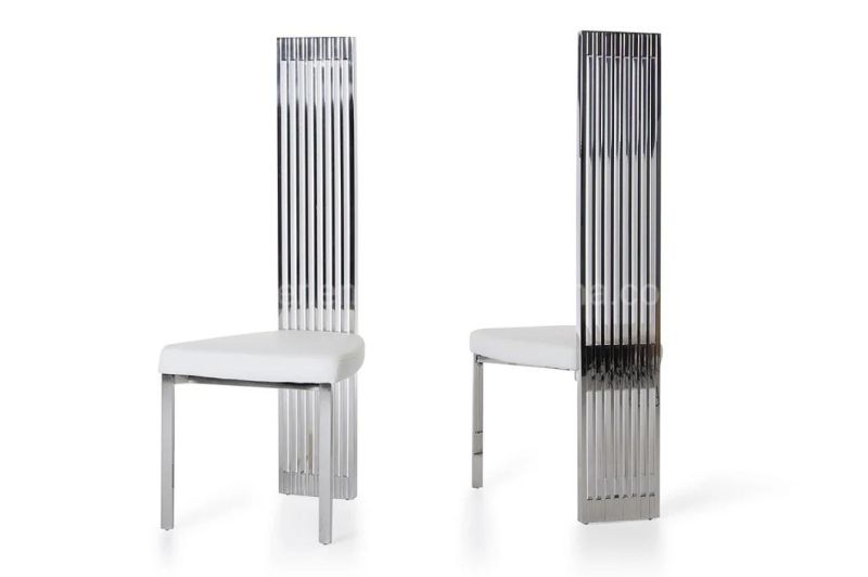 Wholesale Dubai Modern Style Silver Metal Frame Leather Dining Chair