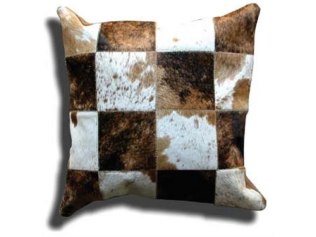 Natural Leather Cowhide Patch Pillows