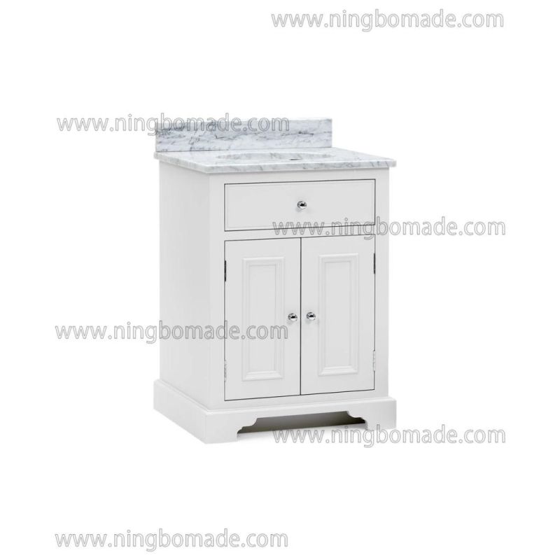 Understated Natural Timbers Furniture White Birch Base Artifical Marble Top Single Basin Bathroom Cabinet