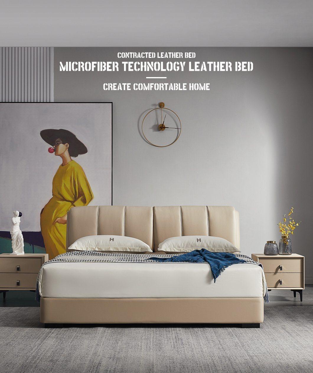 2021 Hot Sale Microfiber Technology Leather Bedroom Bed