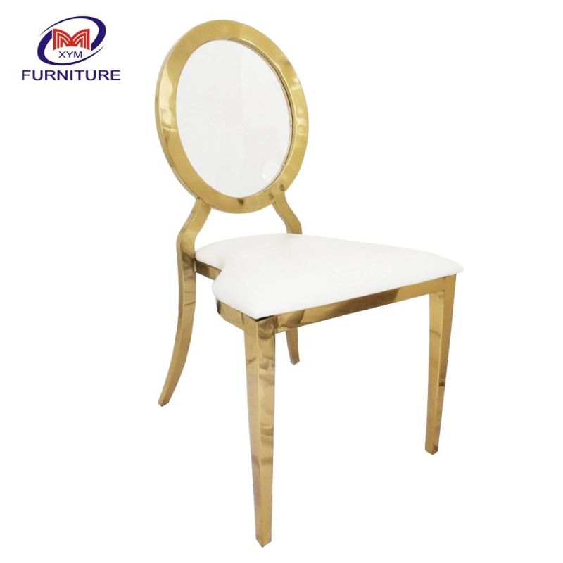 Wedding Furniture Stacking Transparent Round Back Stainless Steel Chair