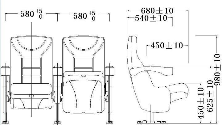 2D/3D VIP Leather Economic Auditorium Cinema Movie Theater Recliner