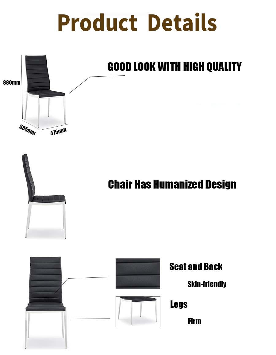 High Back PU Dining Chair with Electroplated Square Steel Tube Leg Modern Dining Chair Furniture