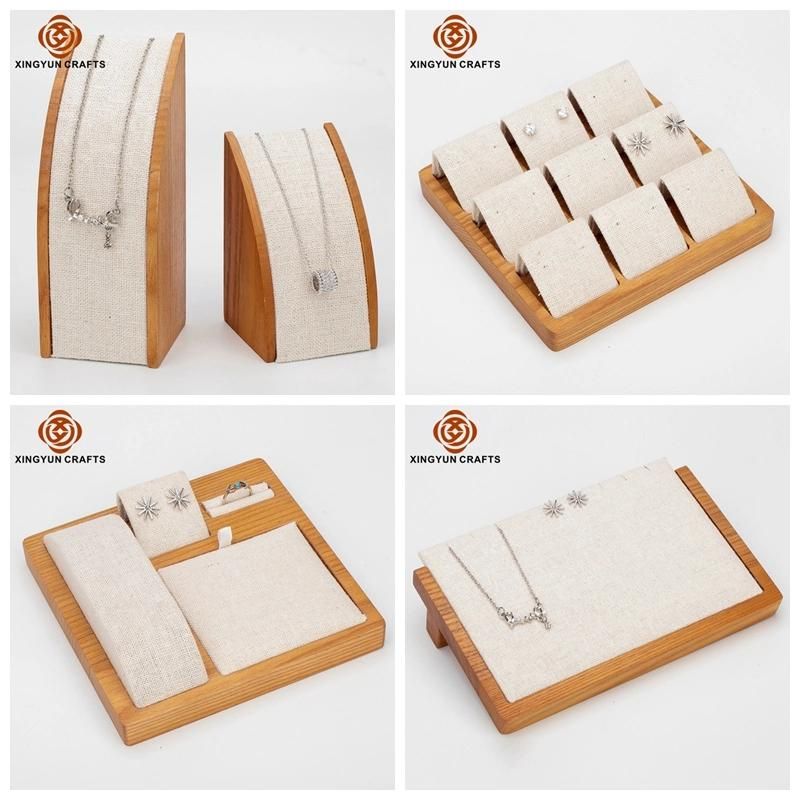 Wholesale Wooden Leather Jewelry Stackable Tray Exhibition Showcase Gift Packaging Display