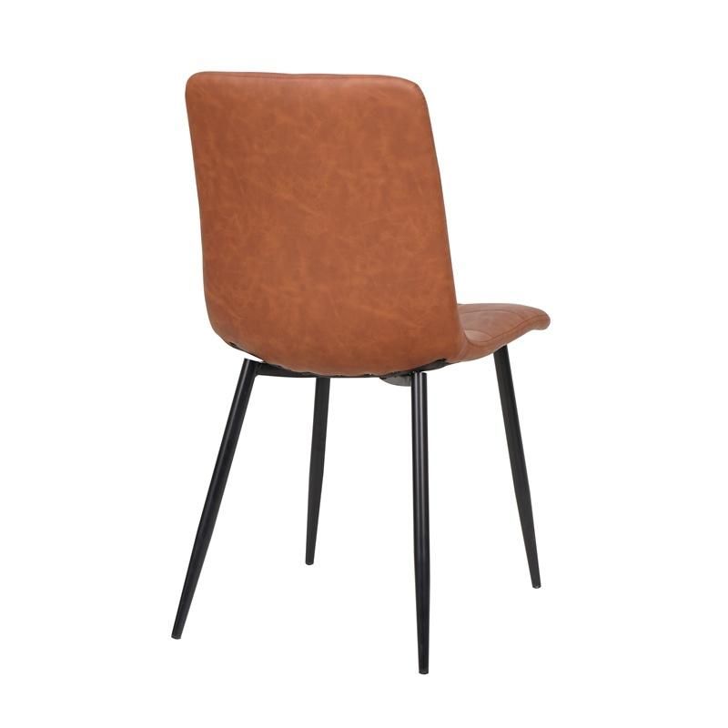 High Back Vintage PU Faux Leather Soft Seat Dining Chair