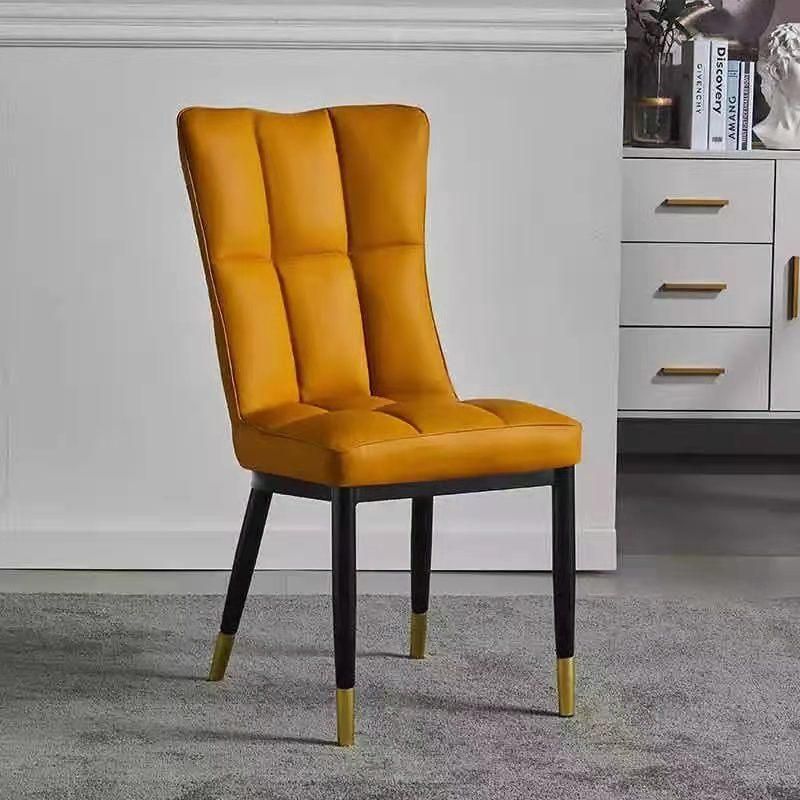 Molded Leather Upholstered Dining Room Chair Restaurant Coffee Shop Dining Chairs with Metal Legs