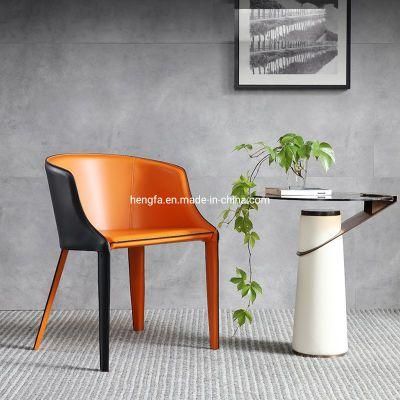 Home Nordic Furniture Dining Room Upholstered Leather Cushioned Metal Chair