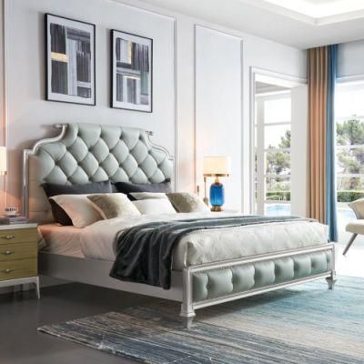 Modern Home Luxury Wooden Upholstered King Size Bed for Hotel Bedroom Furniture